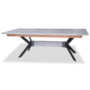 Mesa de comedor vintage en madera de seike, base de hierro sólido